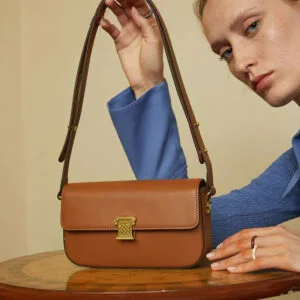 Elegant Women’s Small Square Leather Crossbody Handbag