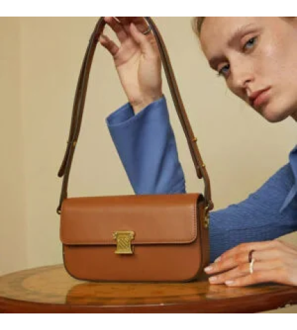 Elegant Women’s Small Square Leather Crossbody Handbag