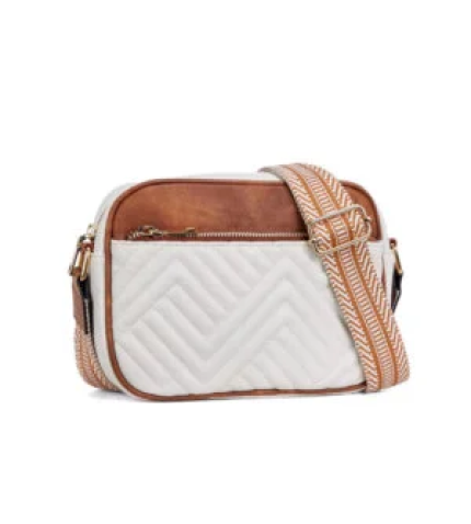 Quilted Embroidered Grid Shoulder Bag